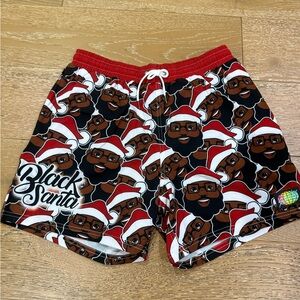 Men’s Slunky Black Santa Graphic bathing suit/workout shorts size XL